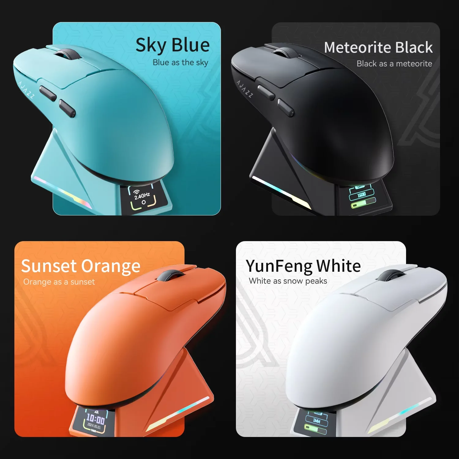 AJAZZ AJ159 APEX/AJ159PRO Wireless Gamer Mouse with RGB Magnetic Charging Base Lightweight AJ159P Gaming Mouse for PC Laptop
