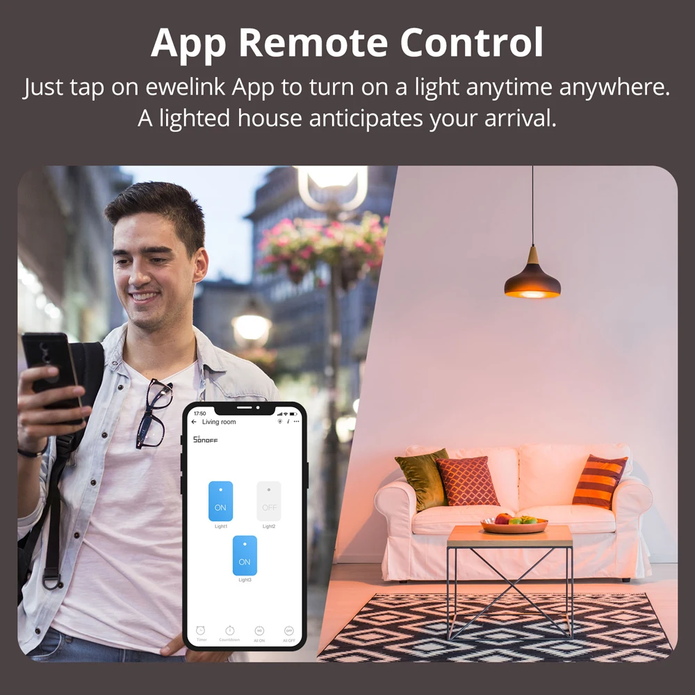 SONOFF TX US Wall Smart Switch 433Mhz RF Remote Control Wi-Fi Touch Switch via eWeLink APP Works With Alexa Google Home smart switch