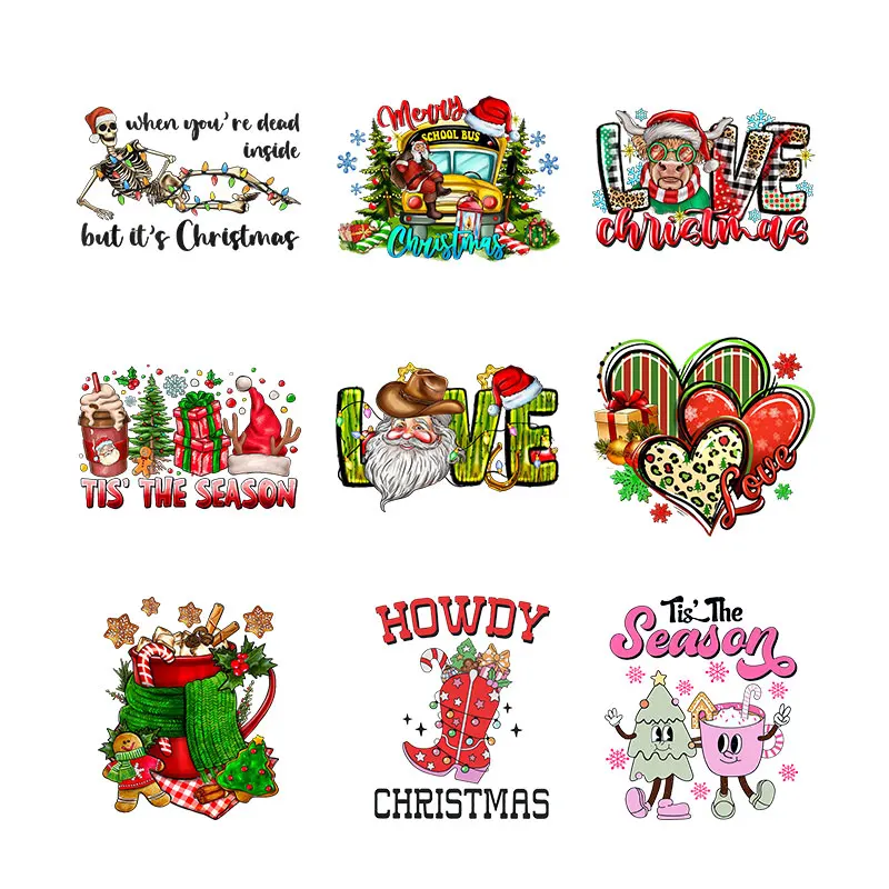 ChristmasIronOnTransferForClothingPatchesDIYWashableTShirtsThermoStickerApplique