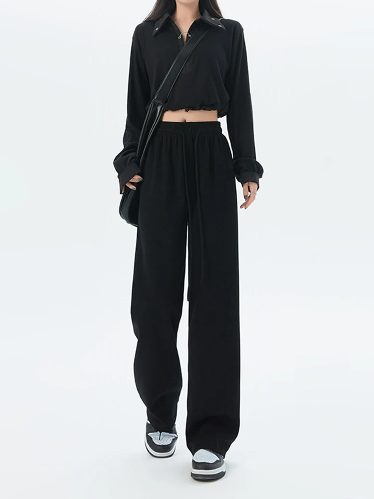 Spring Autumn Women Long Pants Casual Wide leg Elastic Waist Female Straight Knitted Trousers 2024 Sports Pants Loose Pants