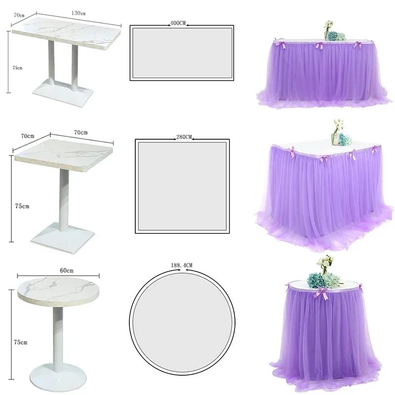 Description Picture 3 of itemBaby Shower Birthday Banquet Wedding Party Red Skirting Cover Home Decor White Table Skirt Tutu Tulle Tableware Cloth