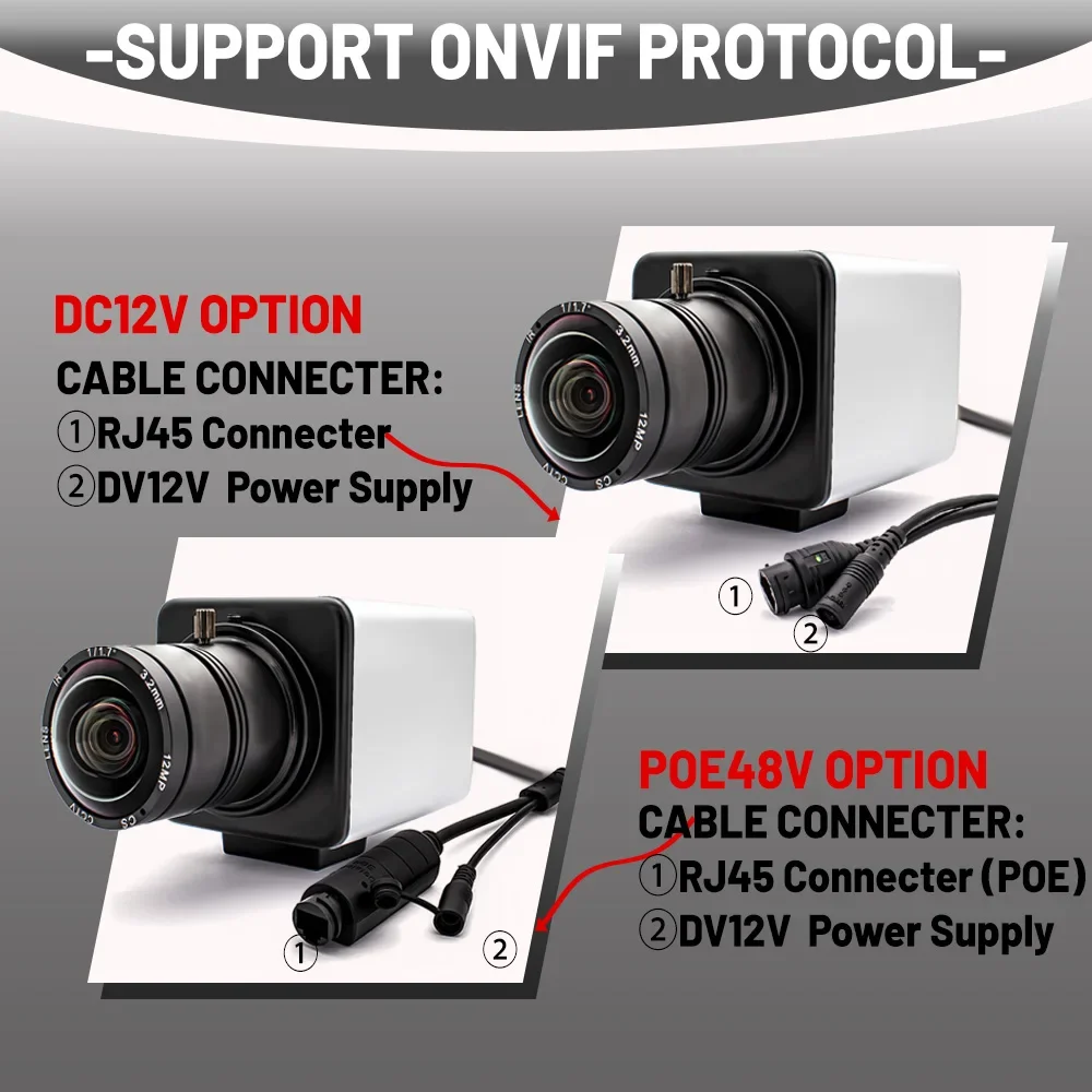 10X Zoom IP Camera 12MP CMOS 1/2.49" Format Varifocal Lens Onvif Ai Face/Motion