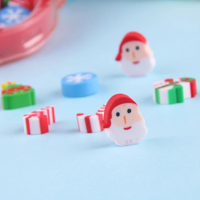 1pc Multicolor Christmas Santa Claus Snowman Shaped Eraser