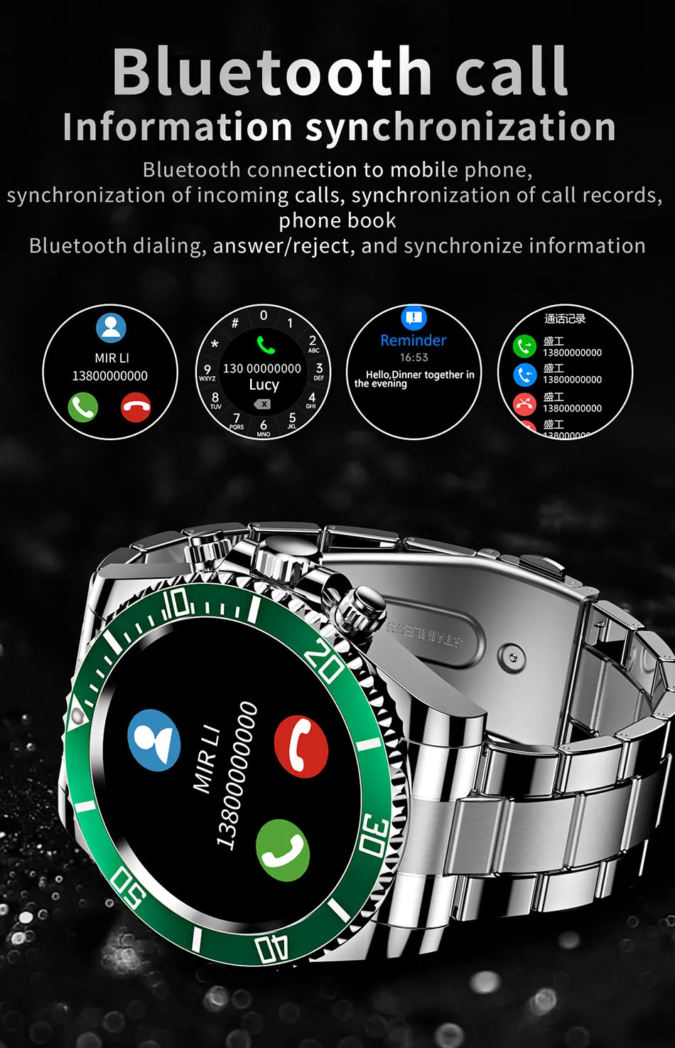 AW12 bluetooth smart watch dial phone answering music play heart rate monitor IP68 waterproof outdoor sports intelligence bracel