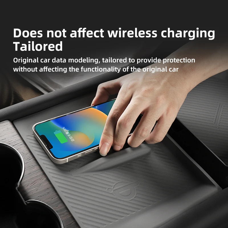 Wireless Charging Pad LUCKEASY For Tesla Model X Wireless Charging Pad ModelS entral Control Silicone Pad Armrest Box Storage Car Accessories