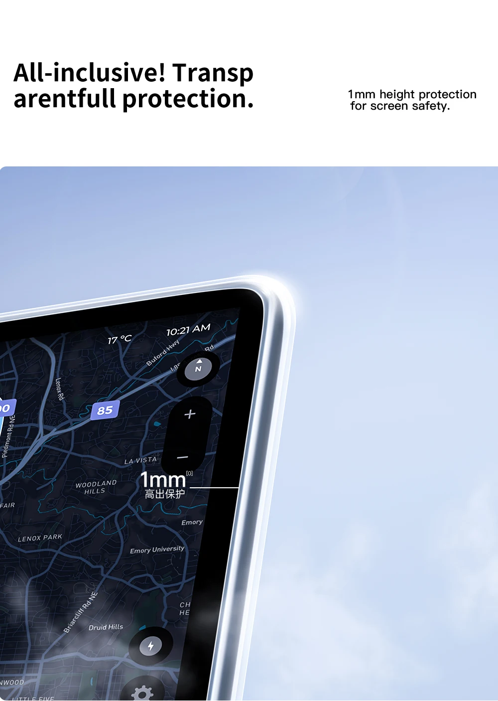 Full Coverage Anti-Scratch Protective Frame For Tesla Model 3 Y 2019-2023 Displa