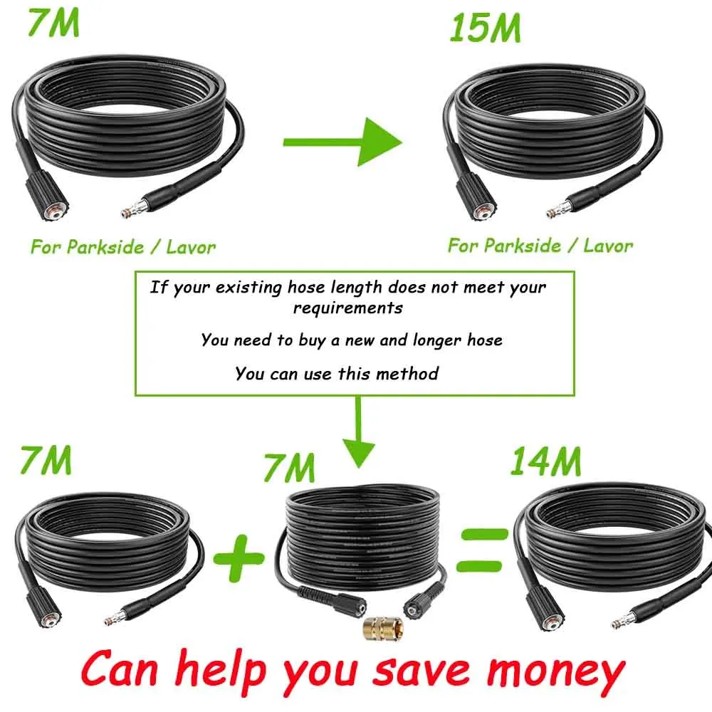 Pressure washer hose extension hose Pipe Cord Car Washer Water Cleaning Hose M22 female for Karcher Parkside Lavor Nilfisk 5