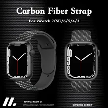 

Carbon Fiber Pattern Watch Band For Apple Watch Strap 44mm 40mm 38/42mm for iWatch 7 6 5 4 3 SE Generation Replacement Band 45mm
