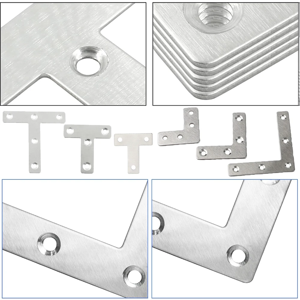 Stainless Steel Corner Bracket Bracket Extrusion plate fastener L /T 12Pcs connection plate Heavy duty flat Angle brace stainless steel angle bracket,angle bracket,angle connector