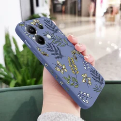 Elegant Leaf Design Silicone Phone Case - Stylish Protective Cover for Poco M5 (Light Blue)