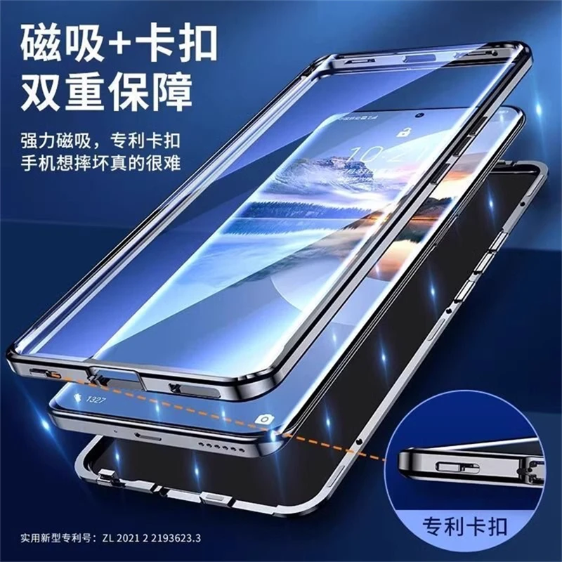 360 Full Coverage Magnetic Metal Case with Tempered Glass