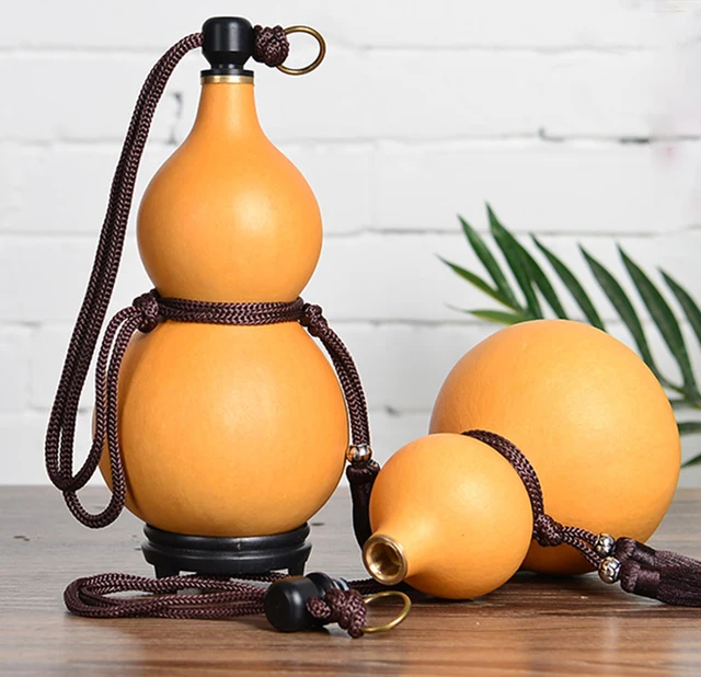 純粋な天然のひょうたん水筒,蓋付きの手作りの装飾品,ドリンク