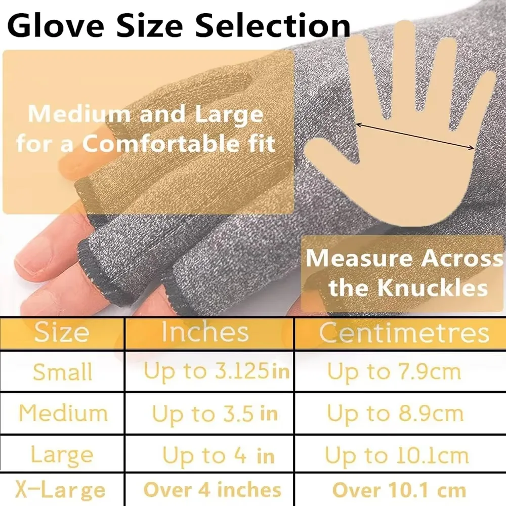 1/2 Pairs Compression Arthritis Anti-Slip Gloves Wrist Support Brace Carpal Tunnel Pain Relief Women Men Therapy Wristband Glove 3