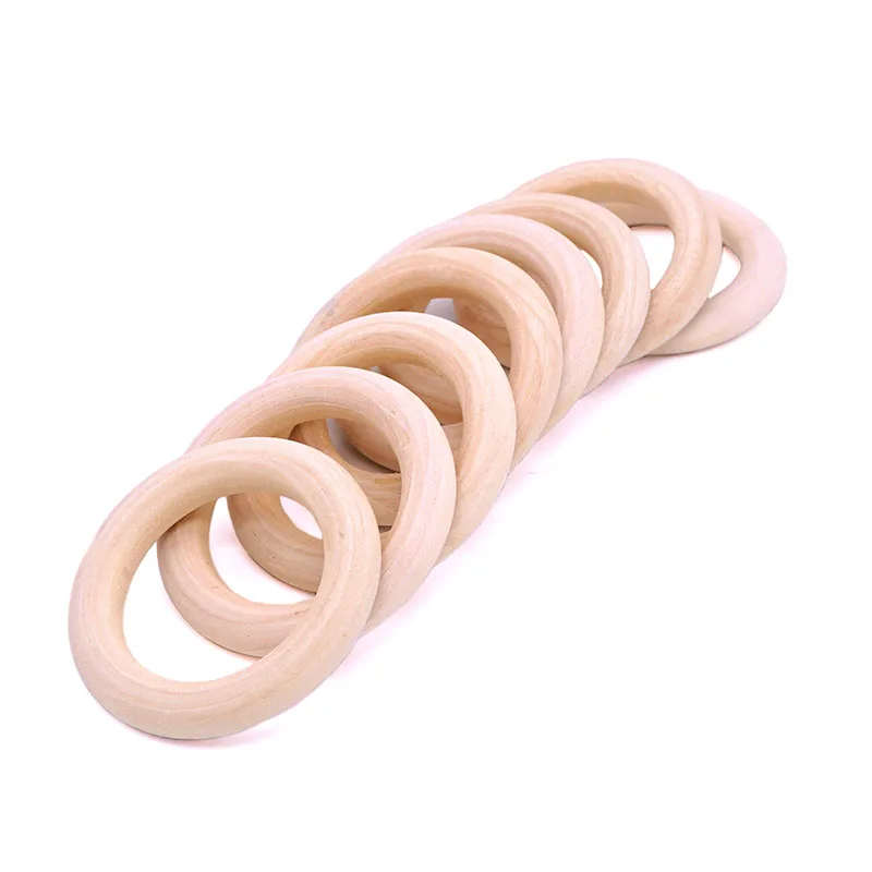 40pcs 5cm/5.5cm Napkin Rings Natural Wood Teething Beads Wooden Ring for Teethers DIY Wooden Jewelry Making Crafts Napkin Rings