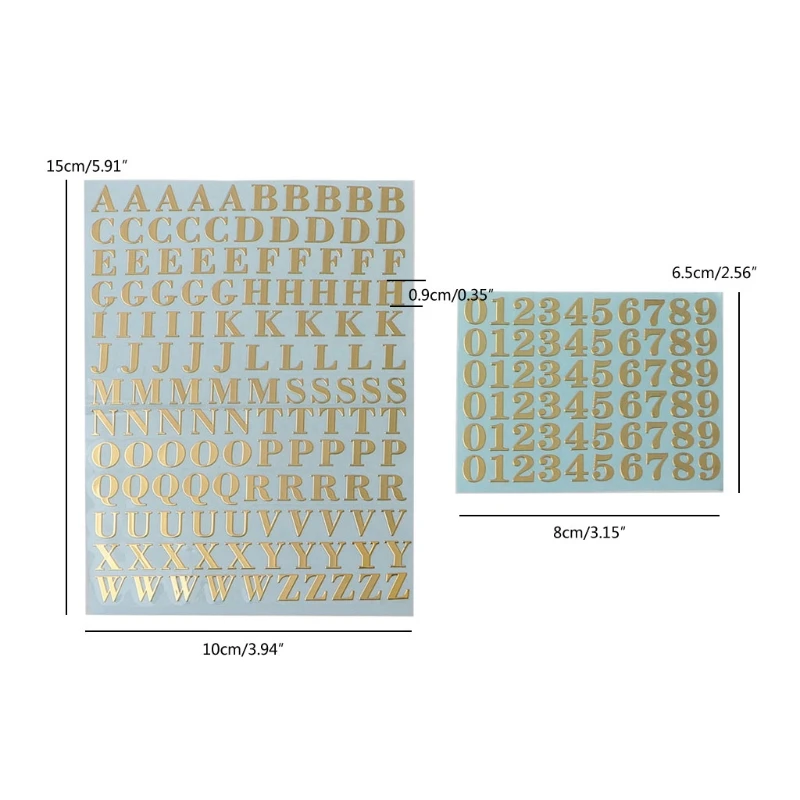 Alphabet Decor Stickers Self Adhesive Stickers 2 Sheets Metal Letters Alphabet And Glitter Number Stickers