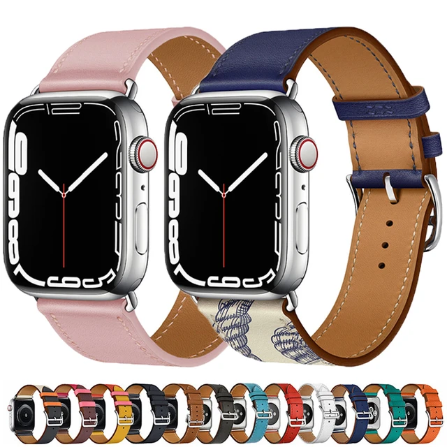 Leather strap For Apple watch band 45mm 41mm 44mm 44mm 40mm 38mm 40mm women  wristband correa bracelet iWatch series 3 4 5 6 SE 7 - AliExpress