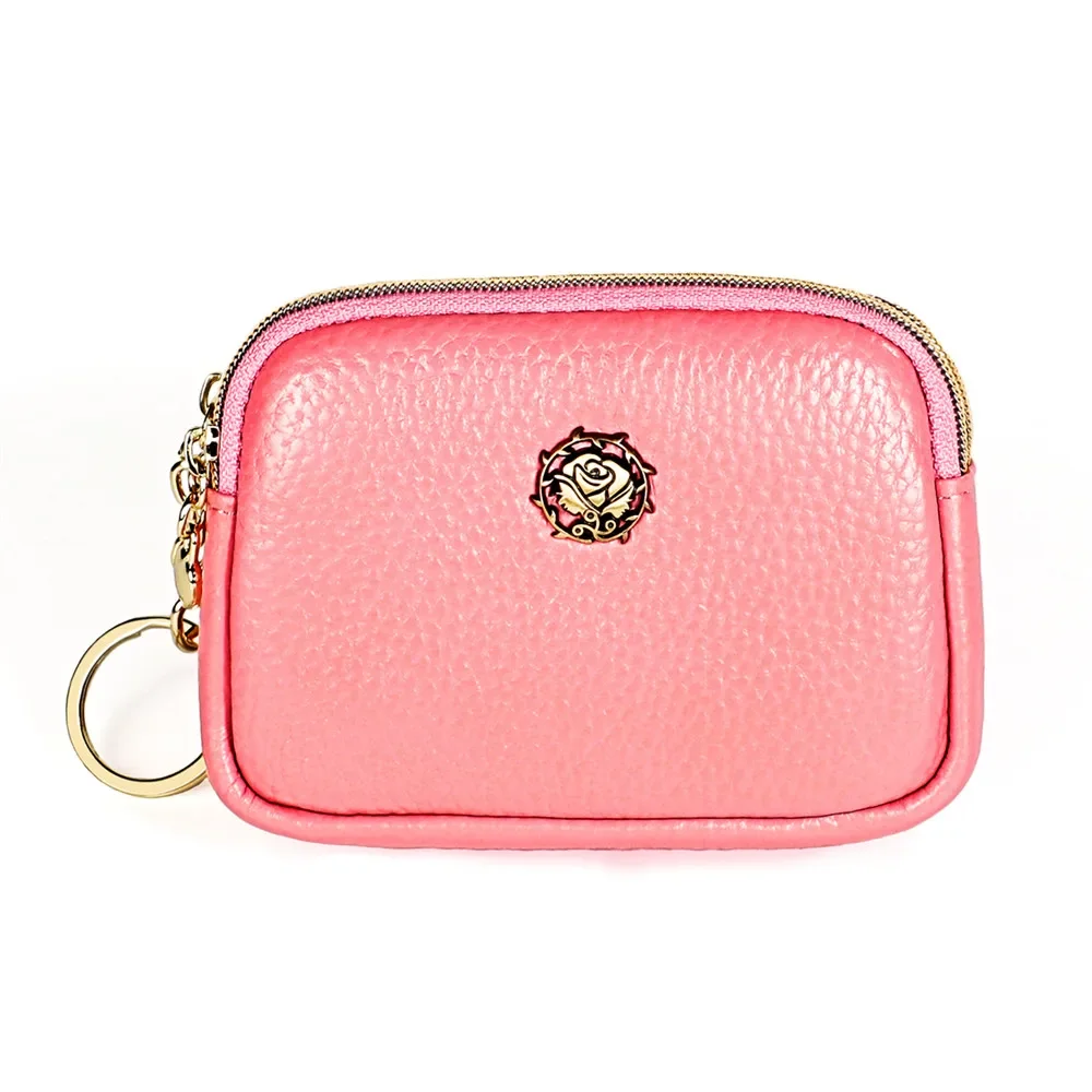 Simple Genuine Leather Women Coin Purse Double Zipper Small Purse Wallet Mini Purses 3