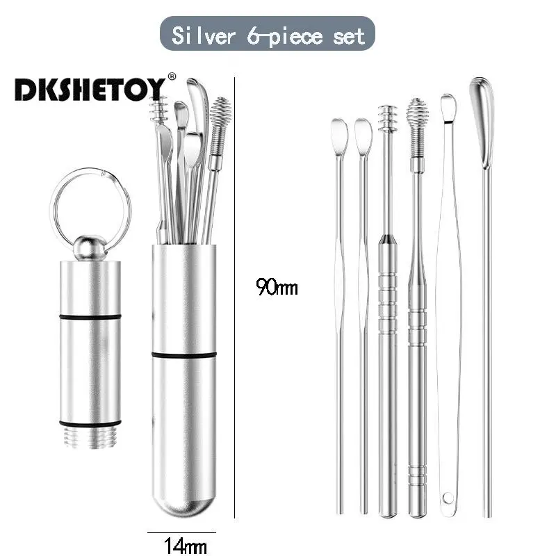 6pcs Ear Wax Cleaner Earwax Removal Tools Pick Digging Artifact Earpick Cleaning Ears Remover Ear Wax Cleaning tool kits 5