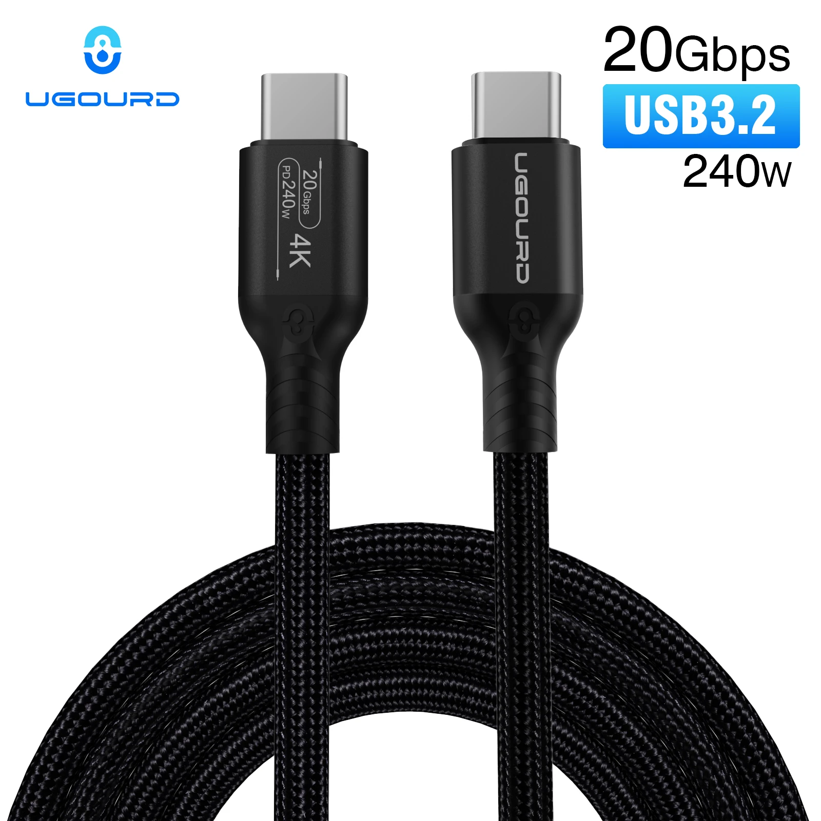 Кабель USB3.2 Gen2, 20 Гбит/с, Type C на Type C, 240 Вт, шнур для быстрой зарядки, USB C SSD, кабель для жесткого диска USB3, макс. 5 м для MacBook Pro iPad Pro Кабель USB3.2 Gen2, 20 Гбит/с, Type C на Type C, 240 Вт, шнур для быстрой зарядки, USB C SSD, кабель для жесткого диска USB3, макс. 5 м для MacBook Pro iPad Pro