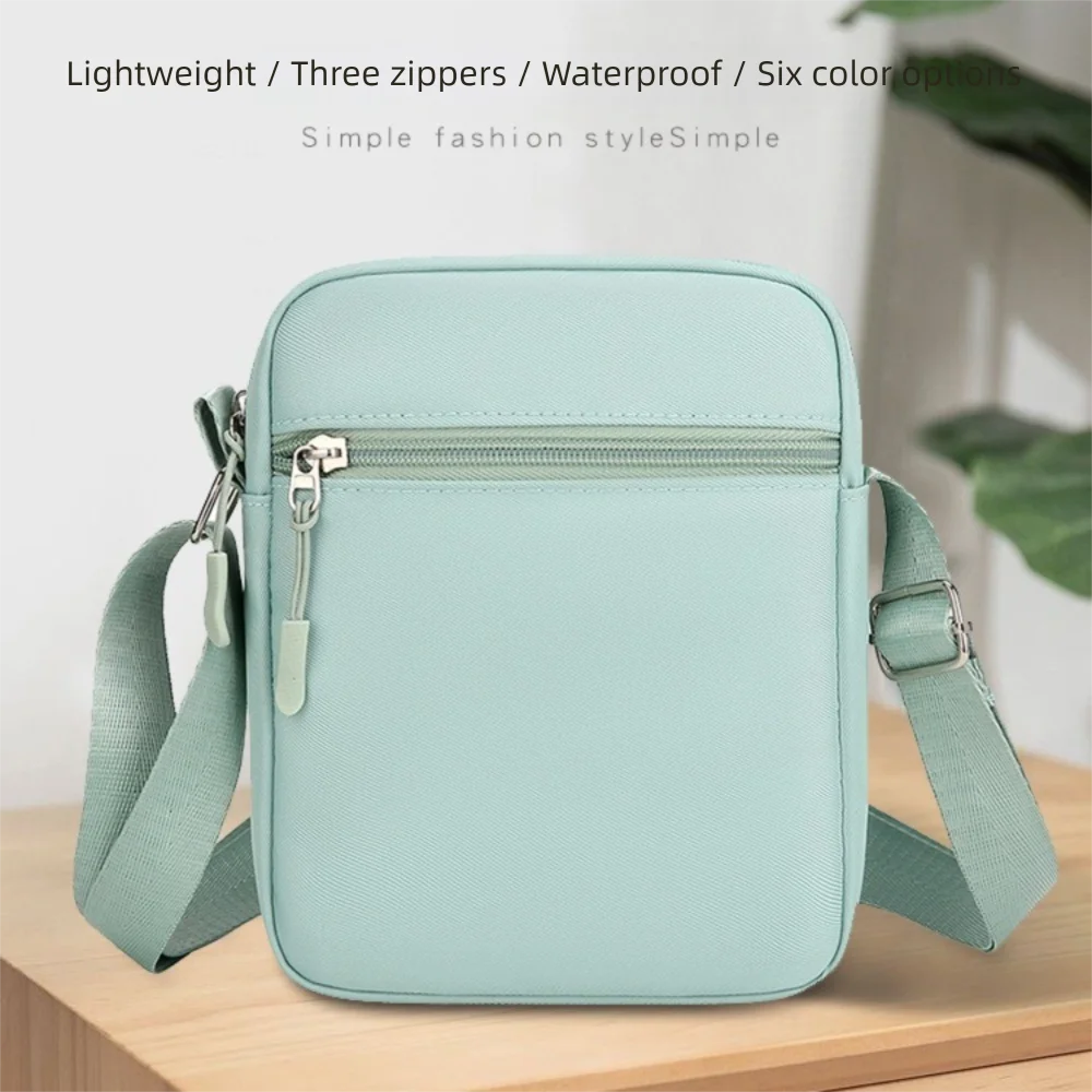 Casual Oxford Cloth Shoulder Bag Adjustable Multiple Compartments Mobile Phone Bag Solid Color Crossbody Bag