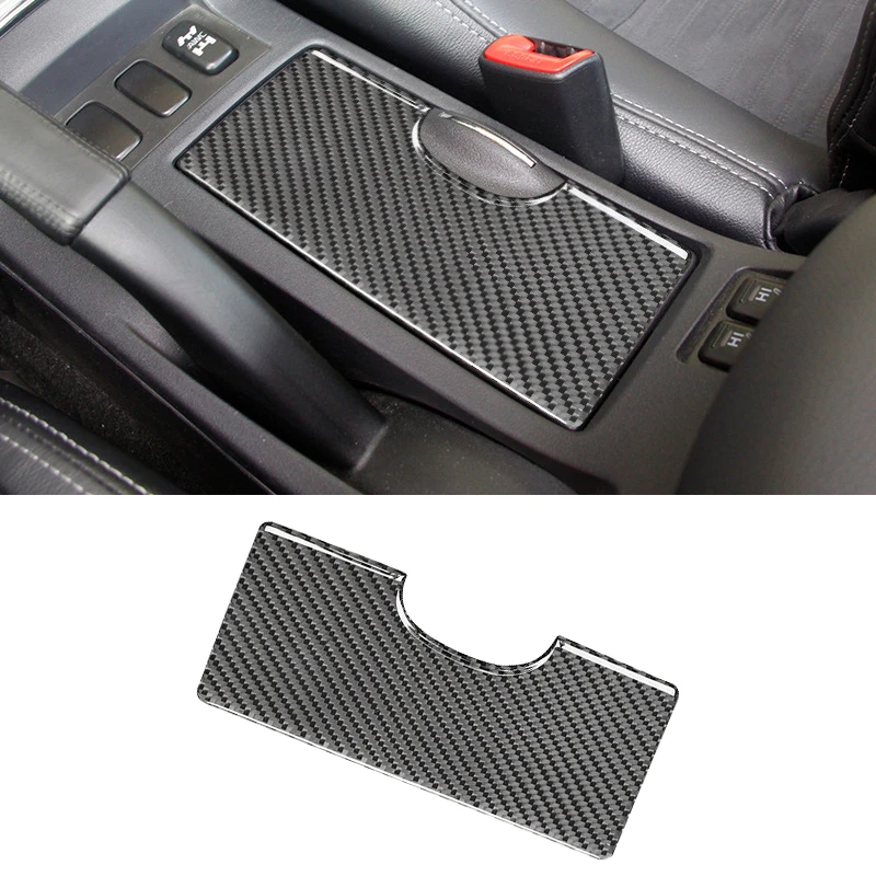 Carbon Fiber Water Cup Holder Panel Cover Trim Sticker Frame Car Interior Styling For Mitsubishi