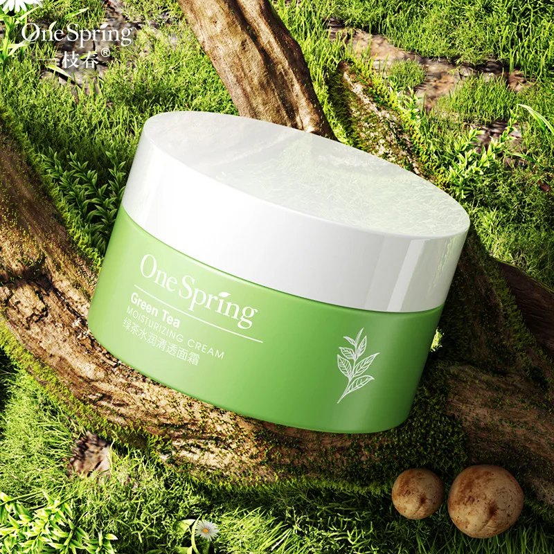 Bioaqua OneSpring Green tea water embellish clear mention beautiful delicate skin moisture moisturizing facial cream