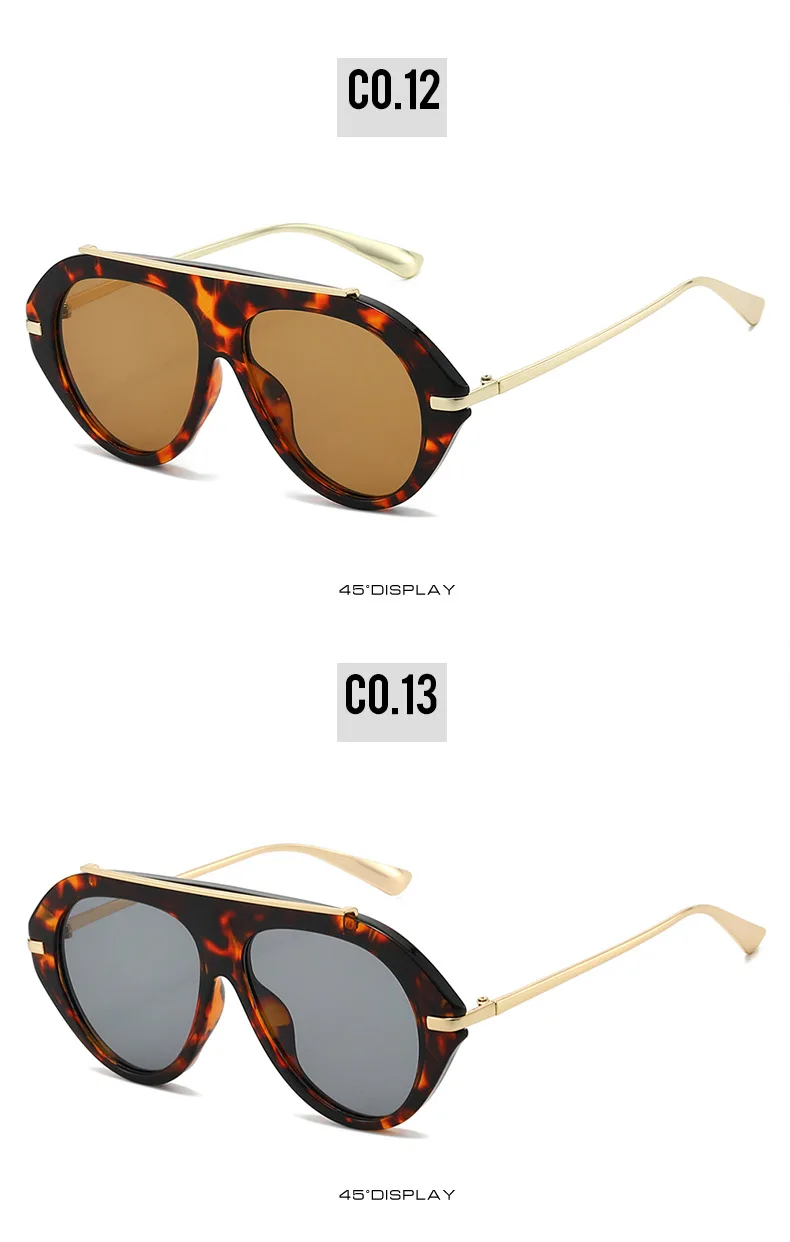 Vintage Oversize-Sonnenbrille aus Legierung, oval, für Damen, neue Mode, Farbverlauf, elegante Sonnenbrille, Retro-Outdoor-Fahrbrille – Detail 17