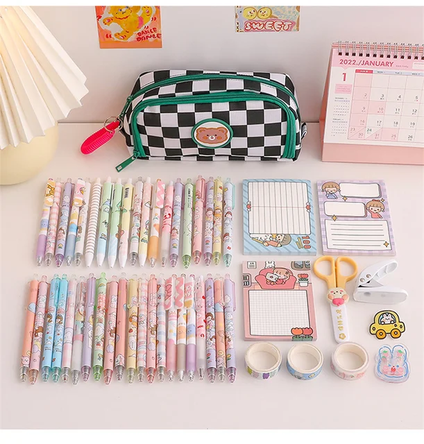 Cute Multi-layer Pencil Case Large Capacity Aesthetic Stationery Anime  Pencil Bag Box for Girls Organizer Kawaii School Supplies