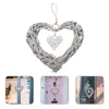3 Pcs Heart Shaped Hanging Decorations Door Wreath Rattan Wicker Wall Decor Living Room Bedroom Kitchen Home Decor Wind Chimes 3