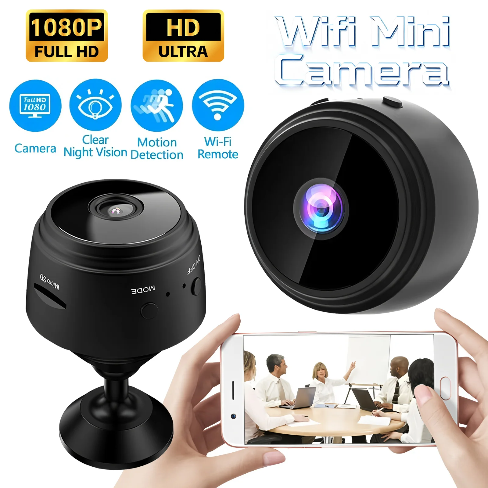 1080P WiFi Wireless Camera Mini Security Smart Video Surveillance HD Indoor Night Vision Secret Security Protection Home Camera