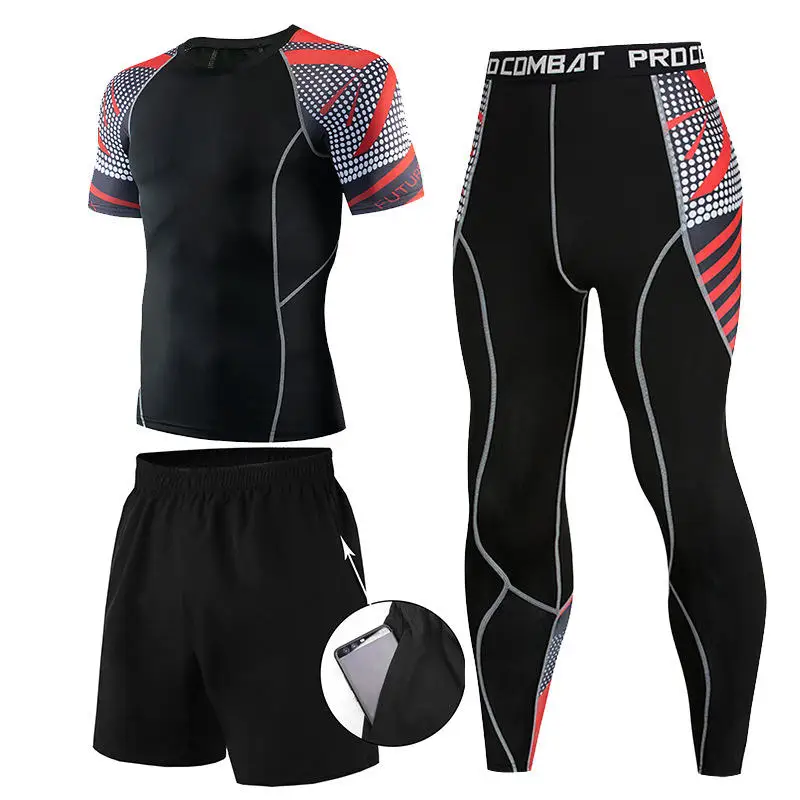 Men's Muay Thai Men MMA Kickboxing Sport Suit BJJ Rashguard T Shirts Rash Guard Fitness Tracksuit Boxing Jersey Running Set 61