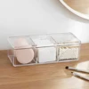 Cotton Pads Holder Organizer 3-Grid Cosmetic Pads Storage Box with Lid Acrylic Makeup Brush Holder Dispenser Transparent Cotton 1