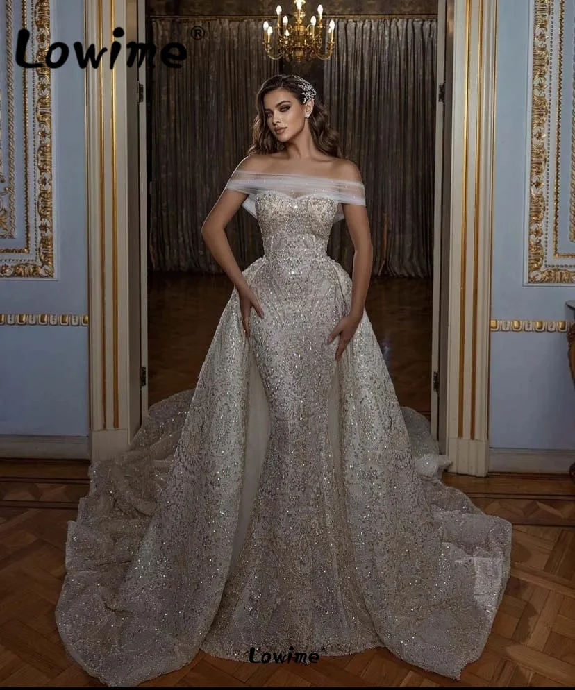 Appliques Vestido De Noiva Sexy V-Neck Arabic Wedding Dress 2023 Lace Skirt Plus Size Robe De Marie main image 1