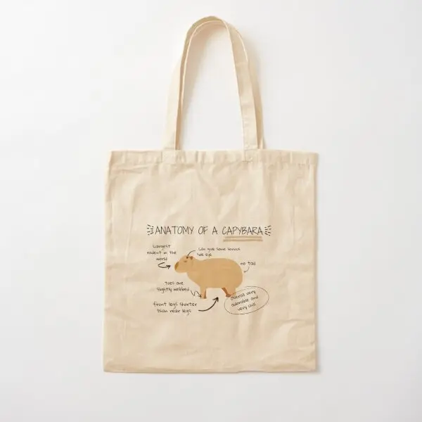 

Anatomy Of A Capybara Cotton Canvas Bag Tote Reusable Casual Foldable Ladies Fashion Grocery Shoulder Bag Women Handbag Fabric