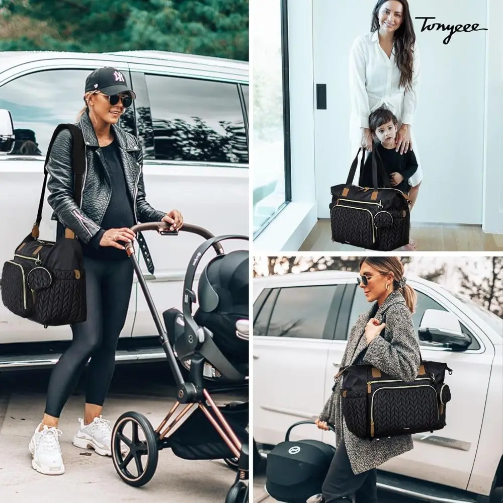 Large Capacity Maternity Bag With Changing Pad And Shoulder Strap_voghion.com