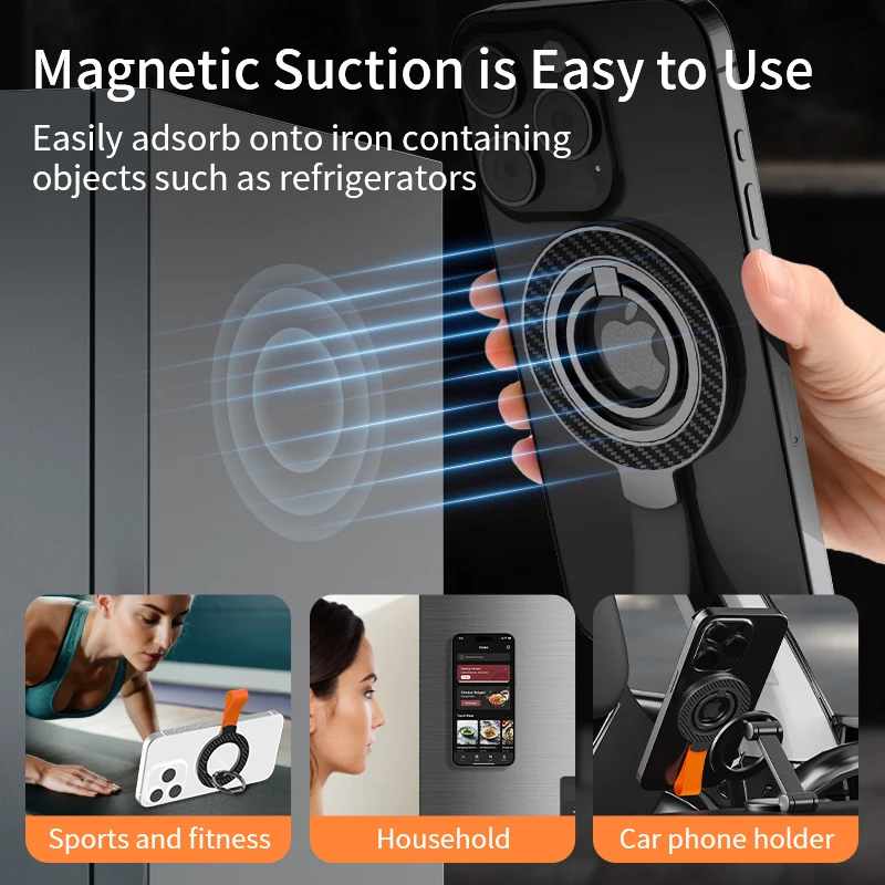 Dual-Sided Magnetic Phone Grip with 360° Rotation and Kickstand Capability