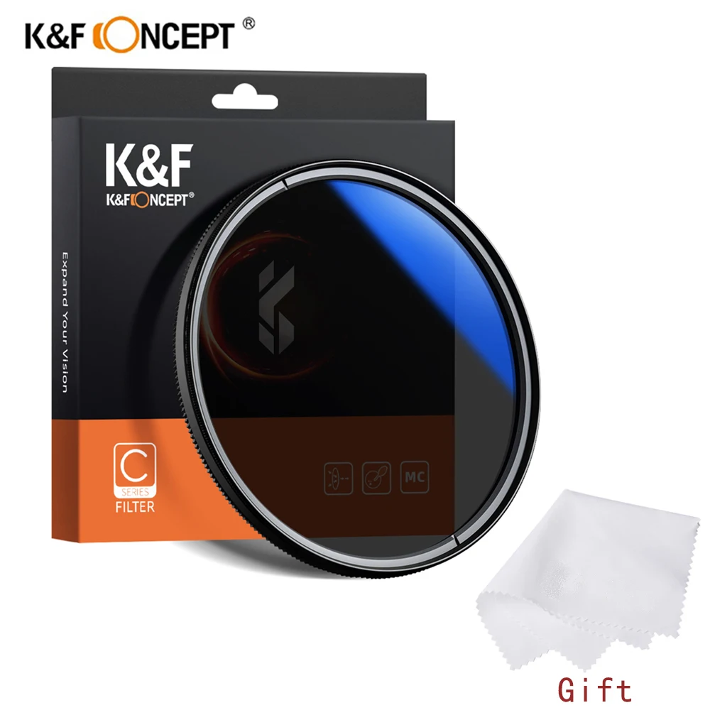 

K&F Concept Circular Polarizer Filter HD Super Slim Multi-Coated CPL Lens Filter 37mm-82mm for Camera Lens ,With Cleaning Cloth