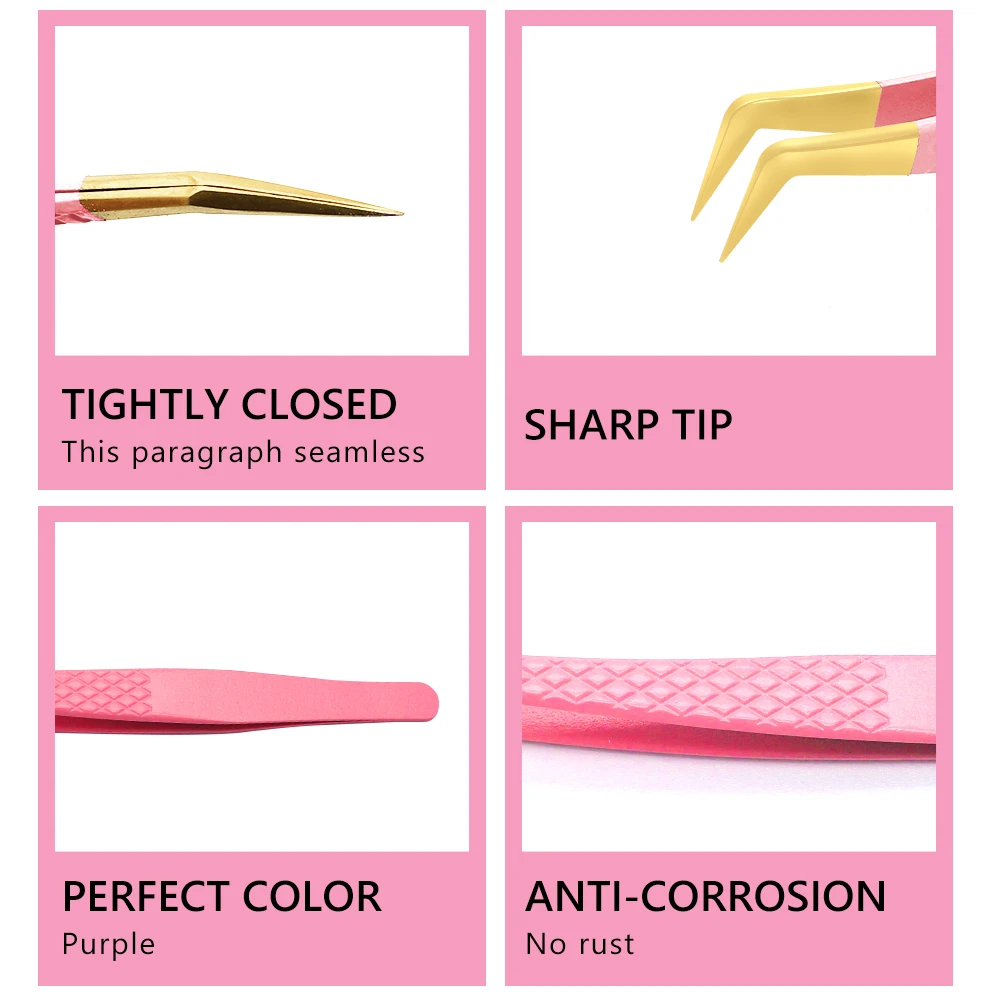 Eyelash Tweezers Stainless Steel Anti-static Non-magnetic Professional 1Pc