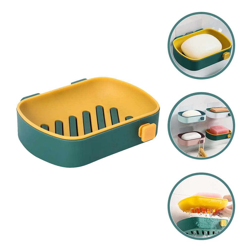

Suction Cup Soap Dish Bar Holder for Shower Double-layer Drain Wall Adhesive Wall-mounted