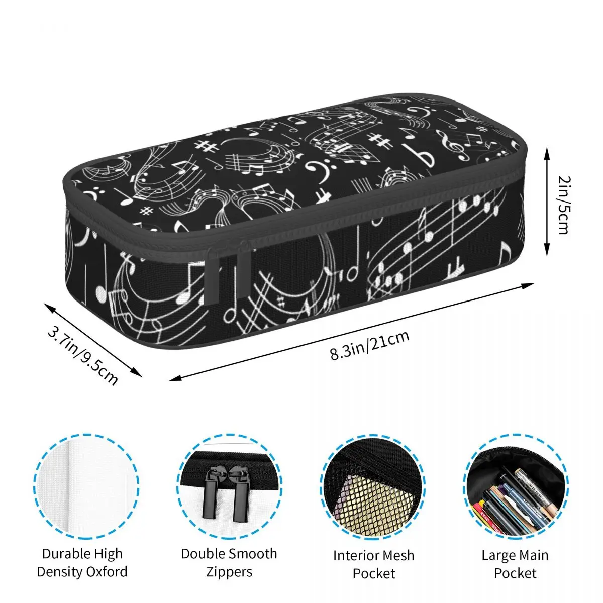 Music, Musical Notes Pencil Cases Large Capacity Pen Bags Pen Box Pencil Pouch For Boys Girls Students Stationery School Office