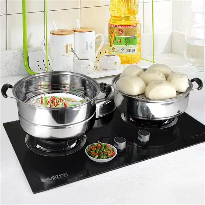 28cm Stainless Steel Two Three Layer Thick Steamer Pot Soup Steam Pot Universal Cooking Pots for Induction Cooker Gas Stove