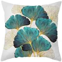 45x45cm Art Oil Painting Floral Pillow Cover Ginkgo Leaf Print Cushion  Sofa Office Seat   Home Decor 2