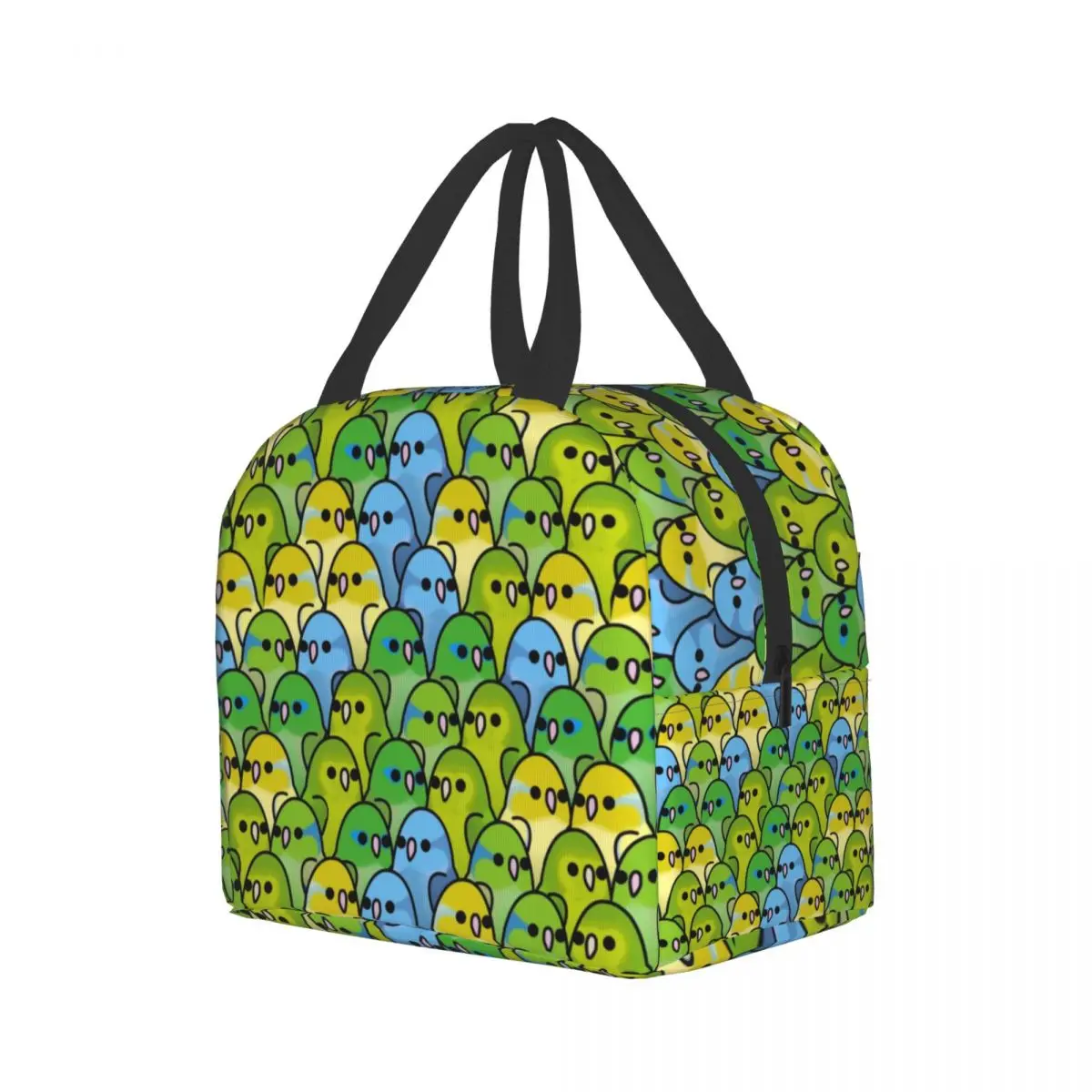 Cute Parrotlet Squad Thermal Insulated Lunch Bags Women Parrot Birds Portable Lunch Box for Kids School Picnic Food Storage Bag