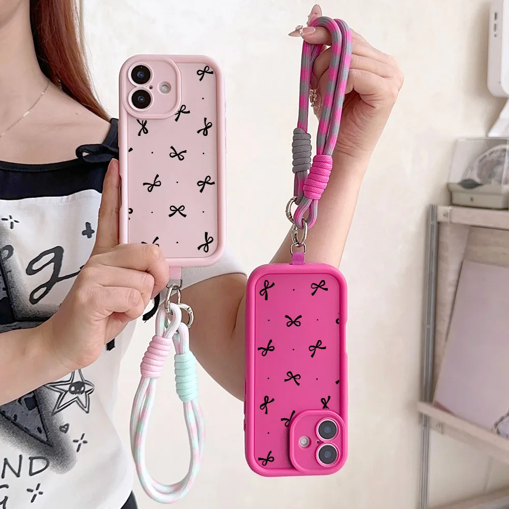 Funny Bowknot Wrist Chain Lanyard Phone Case