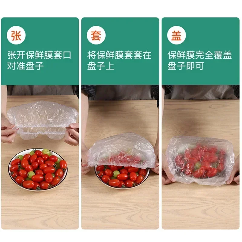 Plastic Wrap Disposable Food Bags Food Cover Plastic Wrap Elastic Cling Film Lid Kitchen Organizer Storage Organization Home Garden