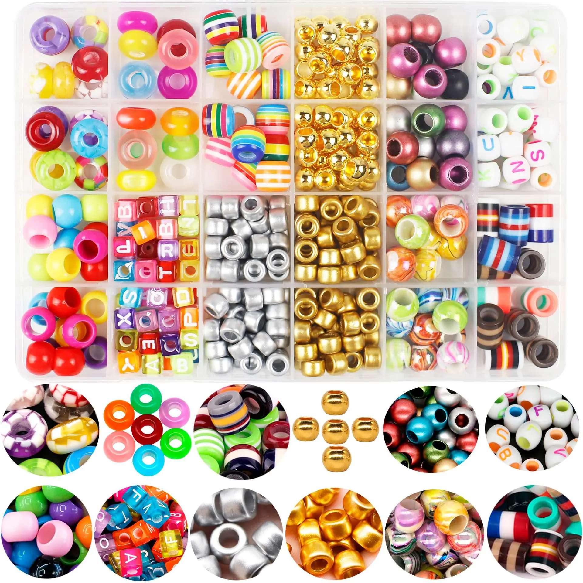 

395pcs/Sets DIY Crystal Acrylic Dreadlock Rings Braid Hair Beads Cuffs Clips Braid Spiral Braid Hair Extension for Accessories