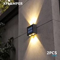 XFLAMPER Warm White 4LED Solar Lights Outdoor for Garden Up and Down IP65 Waterproof Wall Lamps for Home Yard Decoration (2PCS) 1