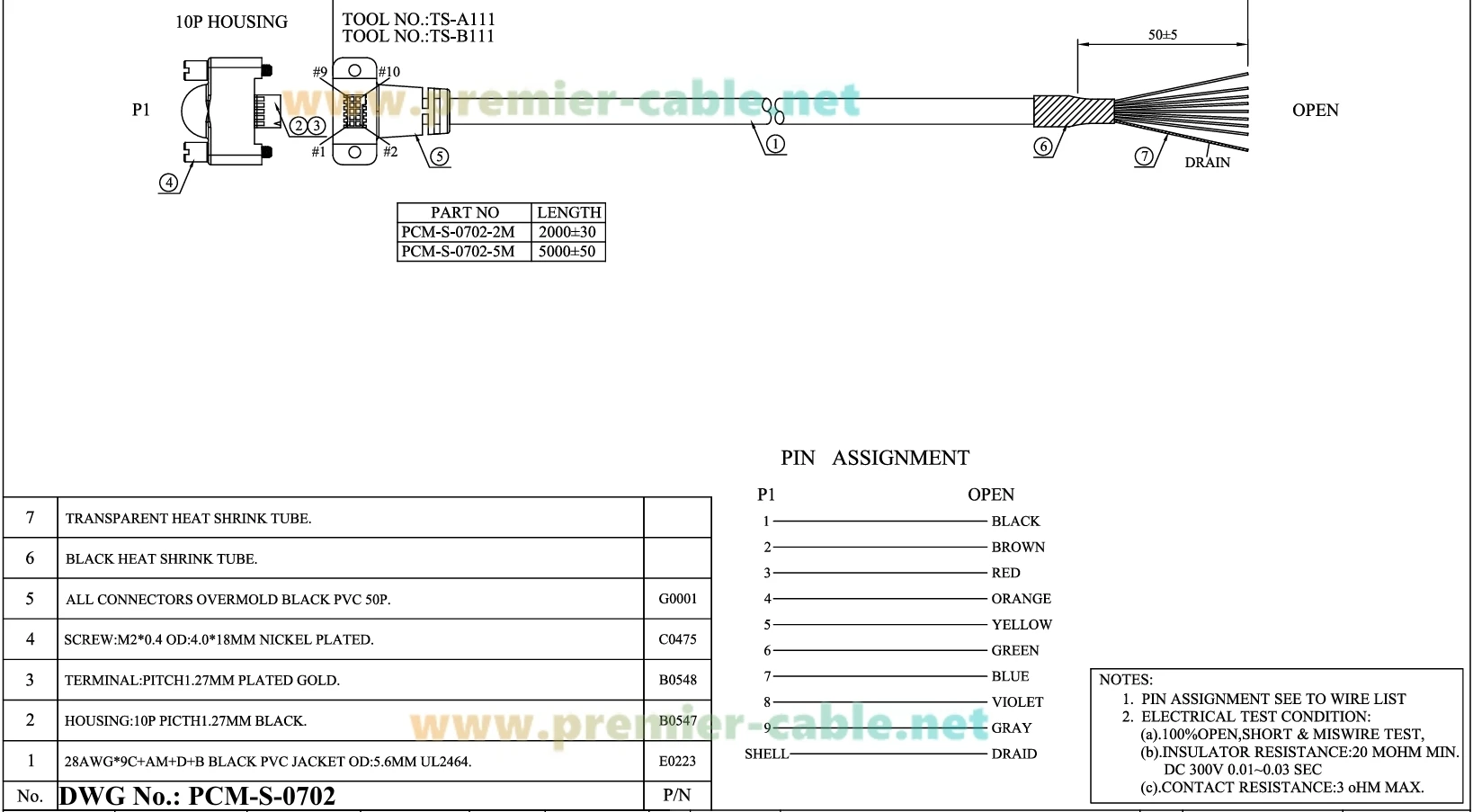 Rechtwinkliges ISDF-05-D 10-Pin-Stecker auf Flying-Leads GigE Kamera I/O Stromkabel Kompatibel mit Teledyne DALSA Genie Nano – Detail 1