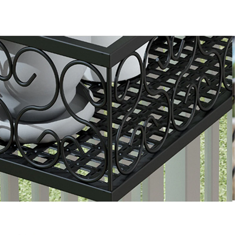 Balcony Flower Stand Hanging Wrought Iron Guardrail Flowers Pot Hanger Succulent Railing Shelf Indoor Window Sill Rack Stands