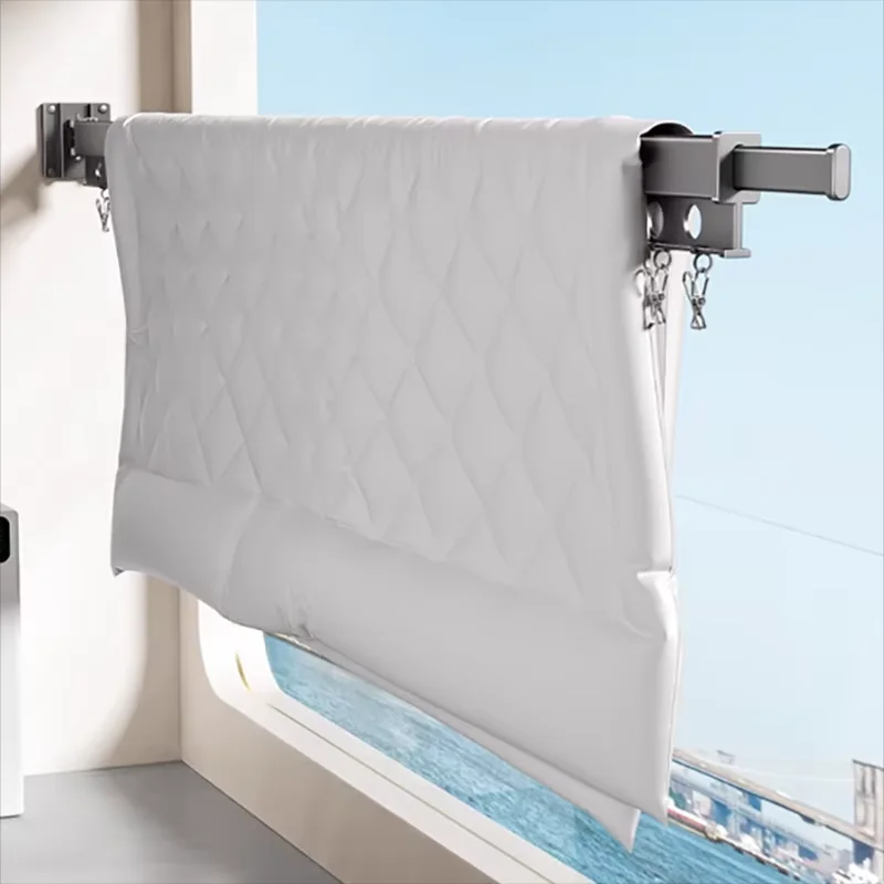 Hole-Free Folding Clothes Drying Rack Invisible Telescopic Wall-Mounted Drying Artifact Balcony Telescopic Clothes Drying Rod 3